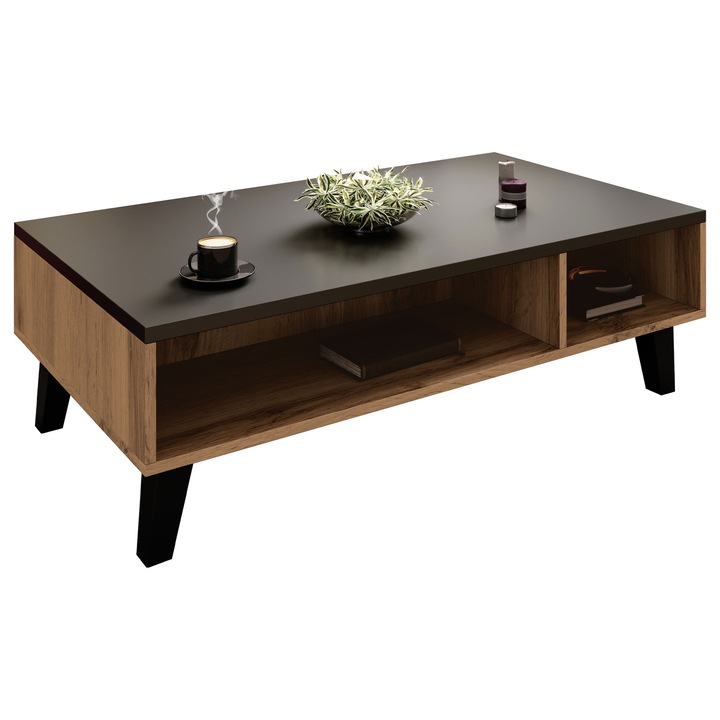 Masuta Sanna 110, MIRJAN24, wotan + negru, 60x110x35 cm