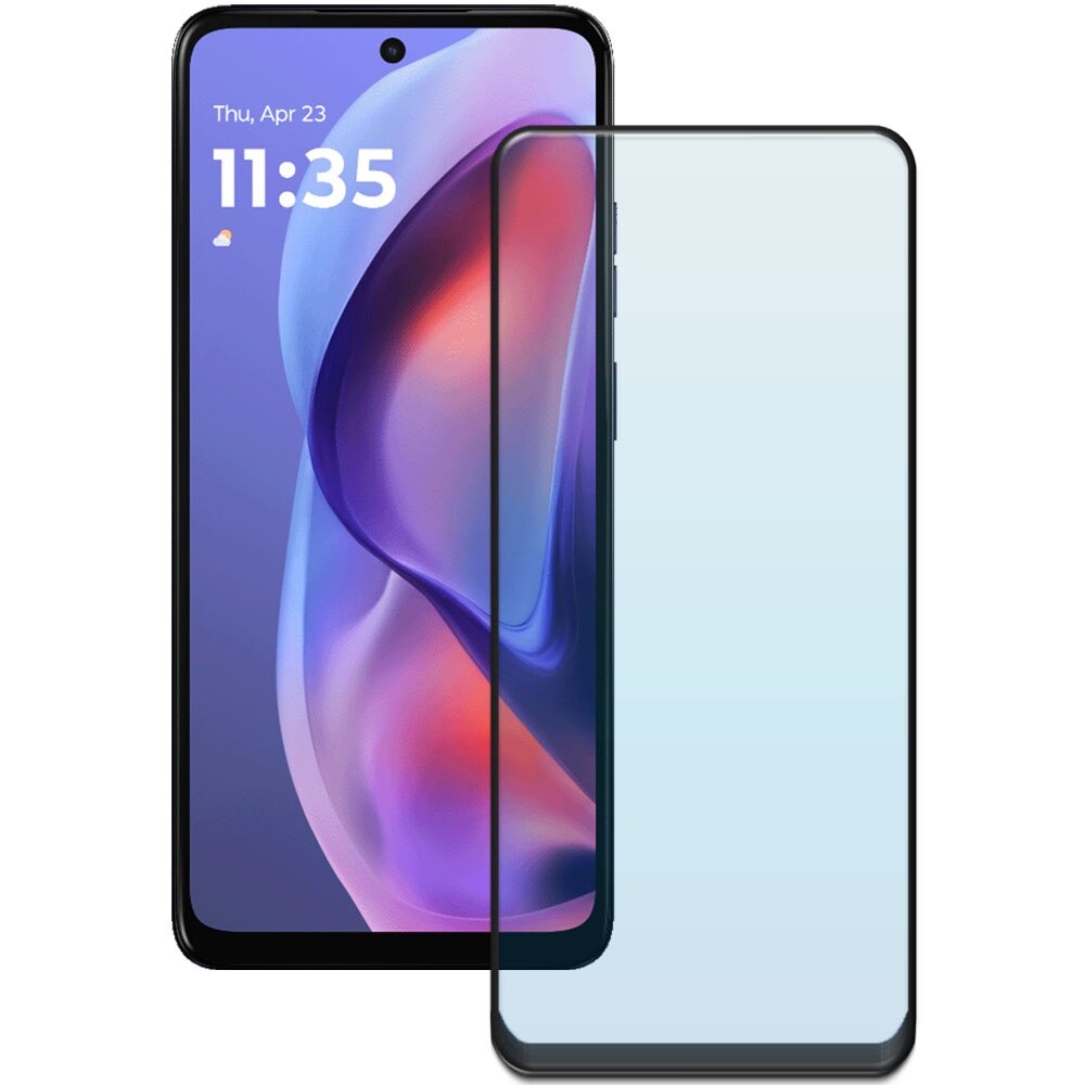 Folie din sticla securizata pentru Motorola Moto E15, HAMSTERBOX Glass Shield, Protectie completa ecran, Full face, Aplicare rapida, Case Friendly, Transparenta