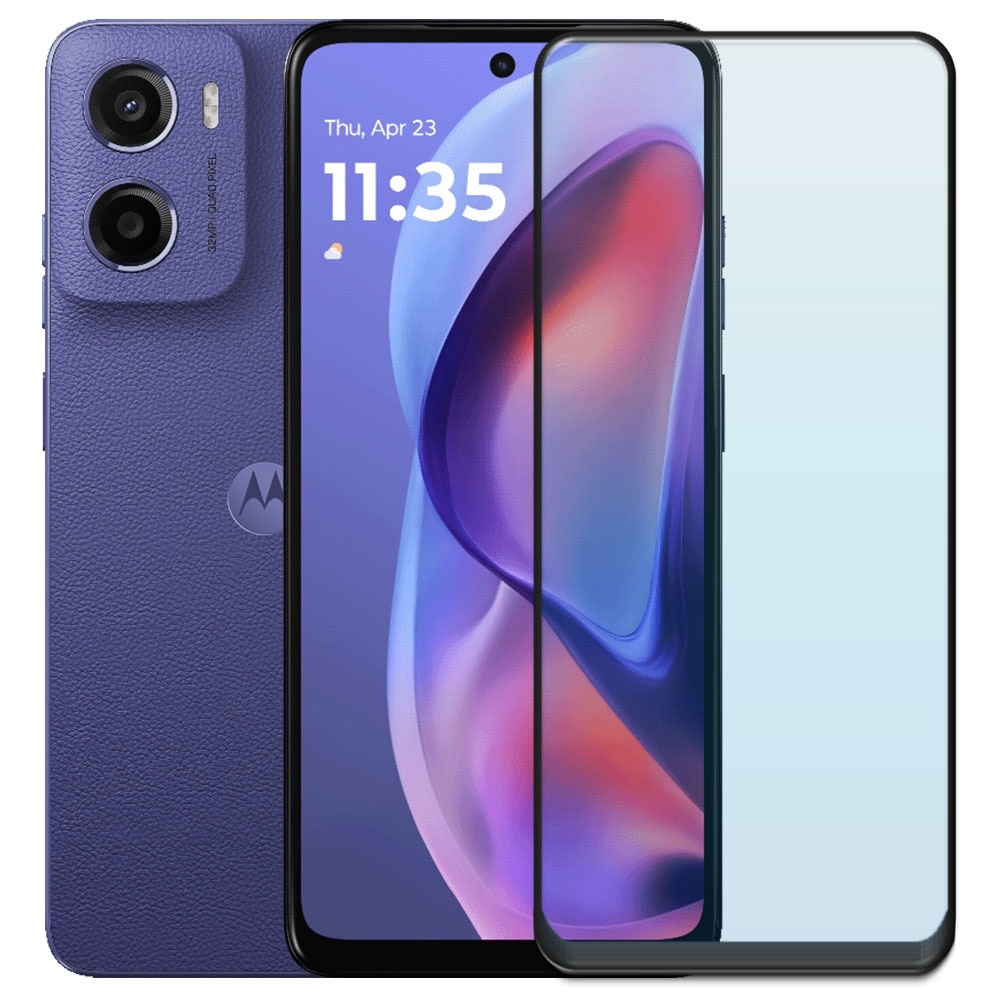 Folie din sticla securizata pentru Motorola Moto E15, HAMSTERBOX Glass Shield, Protectie completa ecran, Full face, Aplicare rapida, Case Friendly, Transparenta
