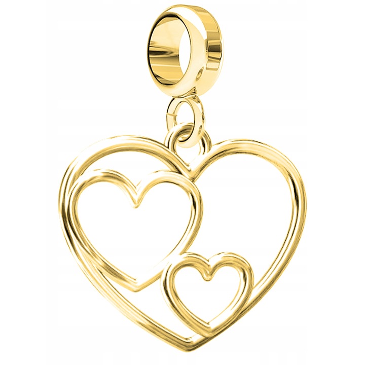 Talisman, Larezo, Pandantiv de aur inima Charms, Argint 925, Pentru Femei, 27 MM, 1 X Pandantiv, 1 X Cutie Bijuterie Premimum, Auriu