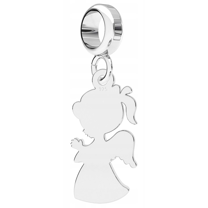 Talisman, Larezo, Charms agatat Angel Girl, Argint 925, Pentru Femei, 27 mm, 1 X Pandantiv, 1 X Cutie Bijuterie Premimum, Argintiu