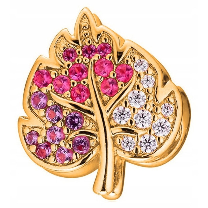 Talisman, Larezo, Charms cu frunze de culoare aurie, Argint 925, Pentru Femei, 1 X Pandantiv, 1 X Cutie Bijuterie Premimum, Auriu