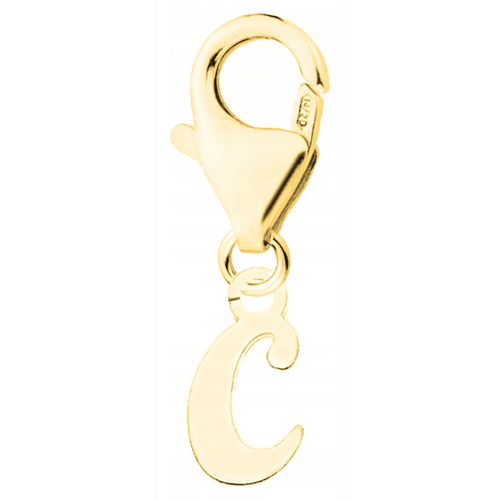 Talisman, Larezo, Scrisoarea C, Argint 925, Pentru Femei, 20 mm, 1 X Pandantiv, 1 X Cutie Bijuterie Premimum, Auriu