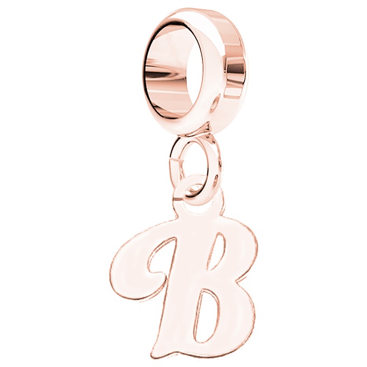 Talisman, Larezo, Charms litera B, Argint 925, Pentru Femei, 20 mm, 1 X Pandantiv, 1 X Cutie Bijuterie Premimum, Auriu