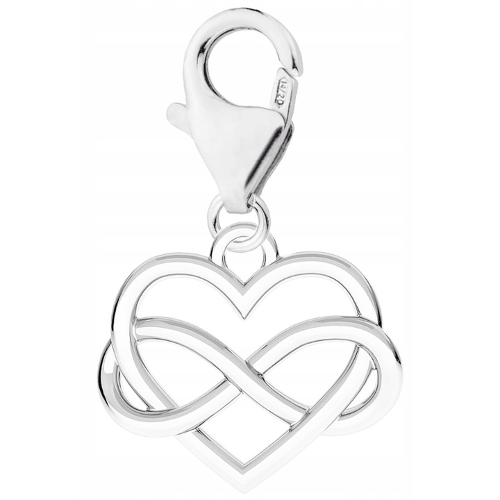 Talisman, Larezo, Pandantiv Hanging Heart Infinity, Argint 925, Pentru Femei, 23 mm, 1 X Pandantiv, 1 X Cutie Bijuterie Premimum, Argintiu