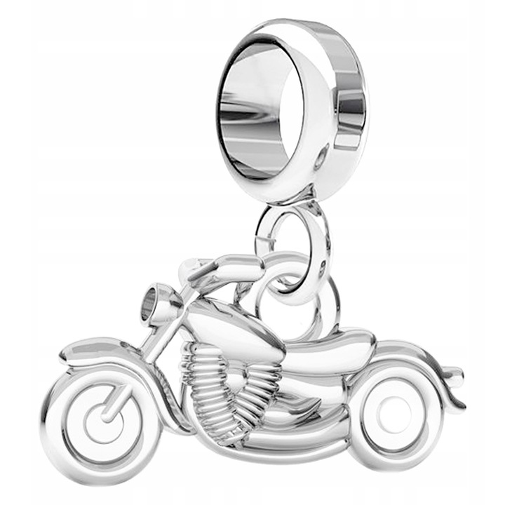 Talisman, Larezo, Motocicleta Bead Pendant, Argint 925, Pentru Femei, 17 mm, 1 X Pandantiv, 1 X Cutie Bijuterie Premimum, Argintiu