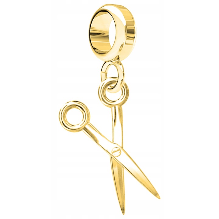 Talisman, Larezo, Pandantiv Charms foarfece de aur, Argint 925, Pentru Femei, 26 mm, 1 X Pandantiv, 1 X Cutie Bijuterie Premimum, Auriu