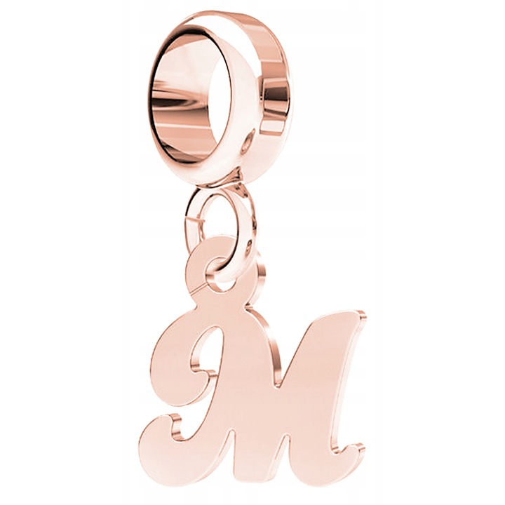 Talisman, Larezo, Charms litera M, Argint 925, Pentru Femei, 20 mm, 1 X Pandantiv, 1 X Cutie Bijuterie Premimum, Gri