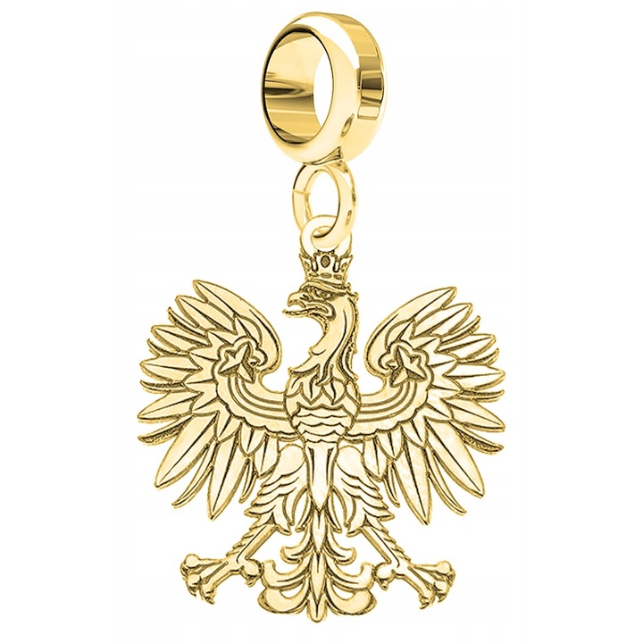 Talisman, Larezo, Aur Charms Pandantiv Eagle Emblema, Argint 925, Pentru Femei, 31 mm, 1 X Pandantiv, 1 X Cutie Bijuterie Premimum, Auriu