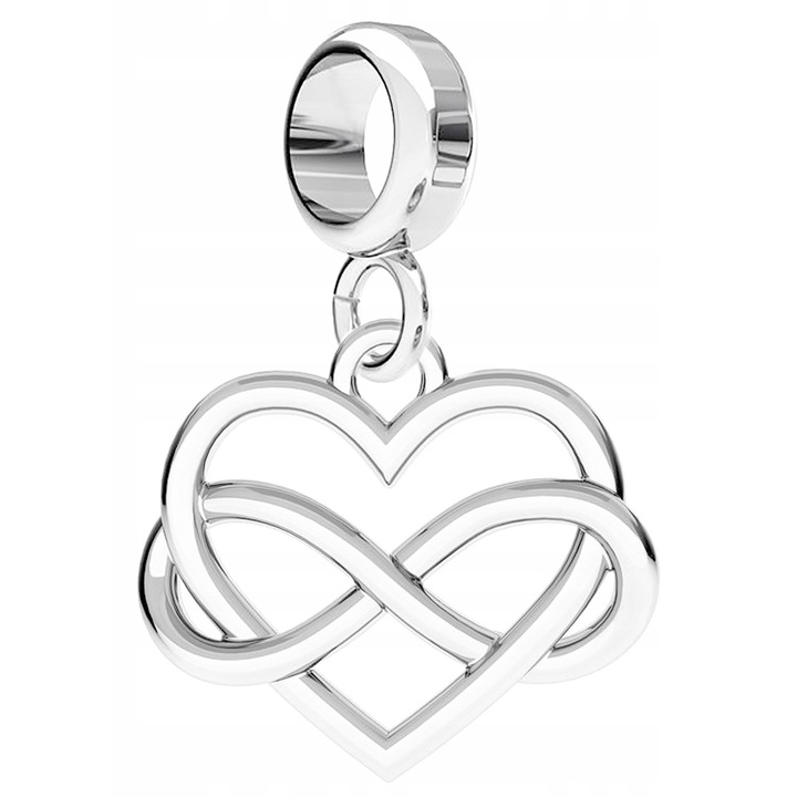 Talisman, Larezo, Charms inima Infinity, Argint 925, Pentru Femei, 23 mm, 1 X Pandantiv, 1 X Cutie Bijuterie Premimum, Argintiu