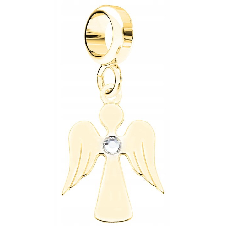 Talisman, Larezo, Charms pandantiv de aur Angel, Argint 925, Pentru Femei, 27 mm, 1 X Pandantiv, 1 X Cutie Bijuterie Premimum, Auriu