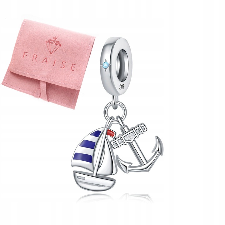 Pandantiv, Fraise, F423, argint925, barca, ancora