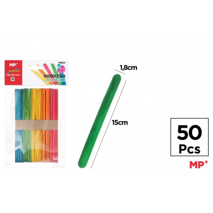 Készlet 50 db fa festőpaletta, 1.8x15 cm, színes, PM024 MP