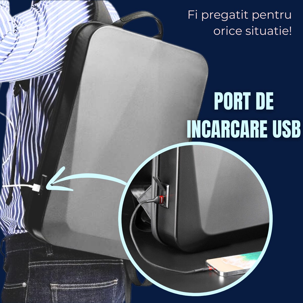 Rucsac Smart Extensibil pentru Laptop AZeira®, Barbatesc, Antifurt, Cifru de Securitate, Conectivitate, Multifunctional, Ergonomic, Organizare optima, Multiple buzunare, Protectie ptr Laptopuri, 47x30x10/20 cm, Gri