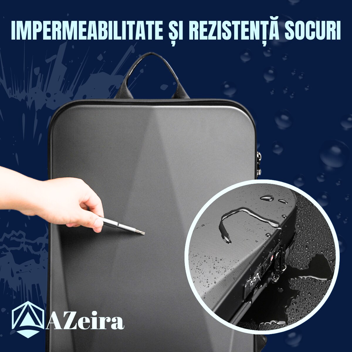 Rucsac Smart Extensibil pentru Laptop AZeira®, Barbatesc, Antifurt, Cifru de Securitate, Conectivitate, Multifunctional, Ergonomic, Organizare optima, Multiple buzunare, Protectie ptr Laptopuri, 47x30x10/20 cm, Gri
