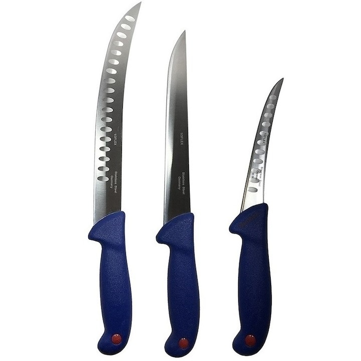 Set profesional de macelarie, transat, injunghiat, dezosat, filetat, 3 cutite otel carbon, Dactylion®