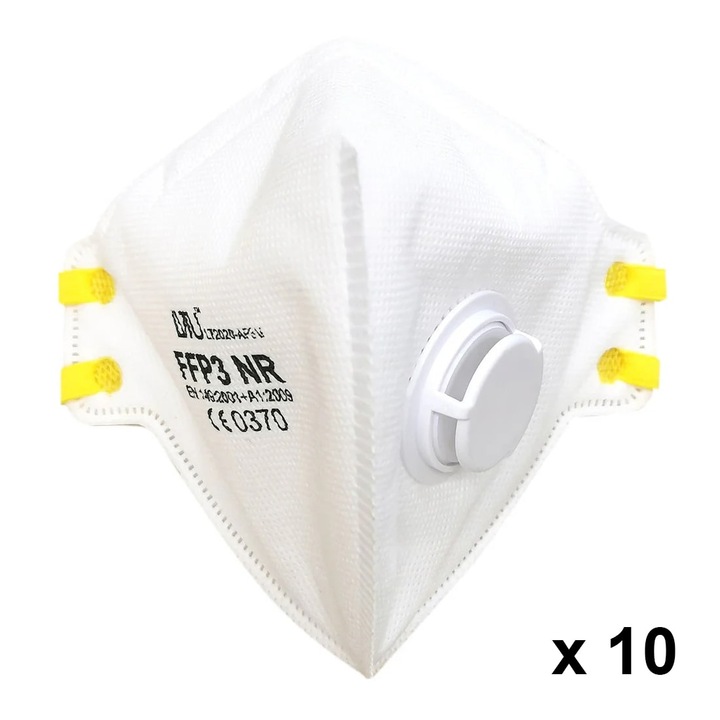 LVTU LT2020 FFP3 légzésvédő félmaszk készlet, 10 db, szeleppel, AP3V, fehér