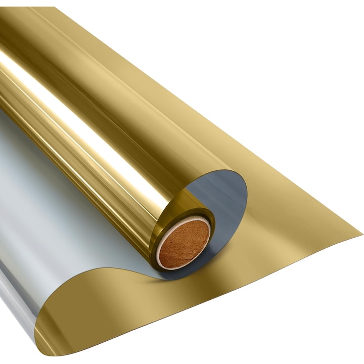 Folie Reflexiva Geamuri cu Protectie UV si Efect Oglinda Auriu 60 x 200 cm G Glixicom®