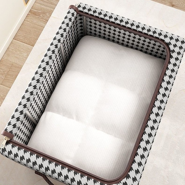 Cutie de Depozitare Pliabila, OEM, Cu fermoar Bidirectional, 24 L, Textil, 40x30x20 cm, Cadru Metalic, o Fereastra, Suport Baza Stabil din Plastic, Design Zebra, Alb Negru