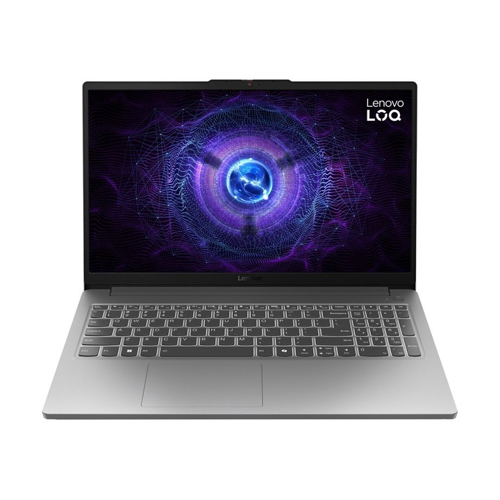 Lenovo LOQ 15IAX9E Laptop, 15,6 hüvelykes 1920 x 1080, Intel I5-12450HX 8 C / 12 T, 3,1 GHz - 4,4 GHz, 12 MB gyorsítótár, 16 GB DDR5, 512 GB SSD, Nvidia GeForce RTX 2050, Free DOS, Gray