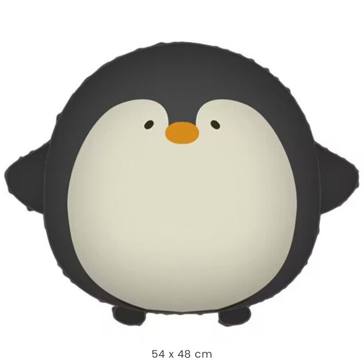 Balon din Protectie ecran Metalizata, Southern Sky, Figurina Animata, Model Pinguin, 54 x 48 cm, Ambalaj Individual, Pai Inclus, Umflare cu Aer sau Heliu, Negru