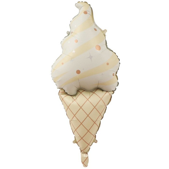 Balon din Folie Metalizata, Flippy, Figurina Animata, Model Inghetata, 95 x 42 cm, Ambalaj Individual, Pai Inclus, Umflare cu Aer sau Heliu, Maro