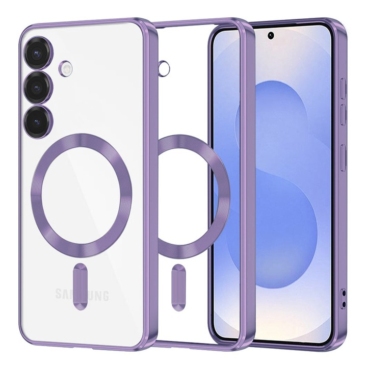 Husa telefon Techsuit Luxury Crystal MagSafe, TPU, mov, pentru Samsung Galaxy S25