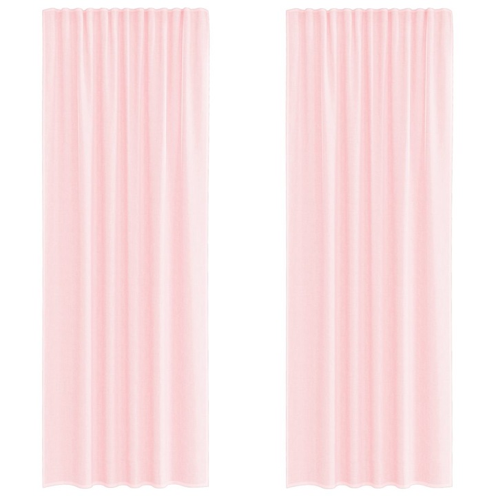 Perdele Voile cu buzunare pentru bare vidaXL, 2 buc, Roz deschis 4102190