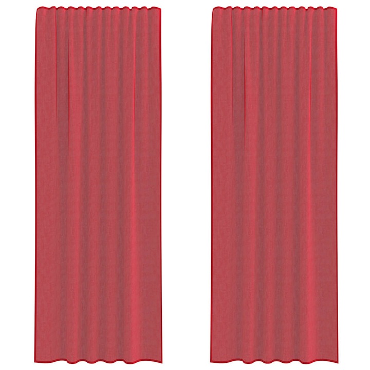 Perdele Voile cu buzunare pentru bare vidaXL, 2 buc, Rosu Vin 4102250