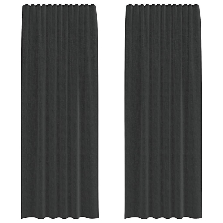 Perdele Voile cu buzunare pentru bare vidaXL, 2 buc, Negru 4102170