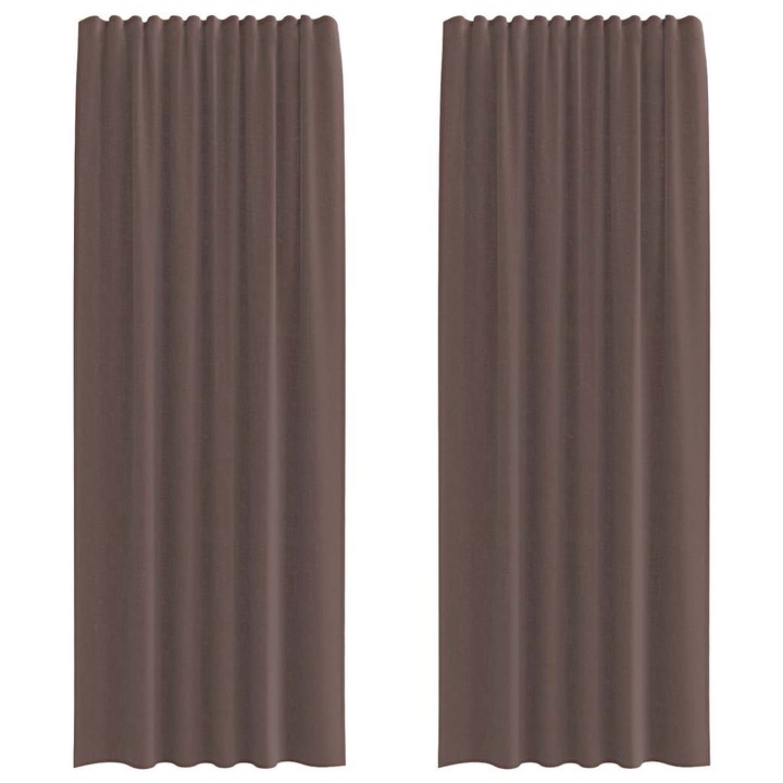 Perdele Voile cu buzunare pentru bare vidaXL, 2 buc, Maro 4102175