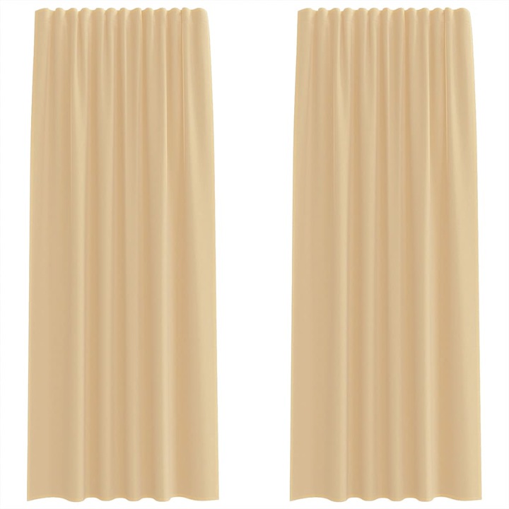 Perdele Voile cu buzunare pentru bare vidaXL, 2 buc, Nisip 4102218