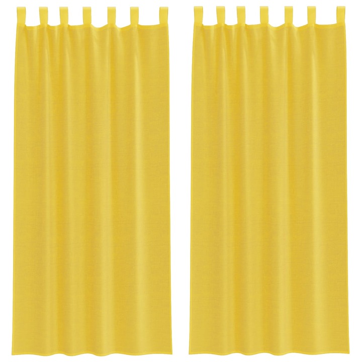 Perdele Voile cu buzunare pentru bare vidaXL, 2 buc, Galben 4102229