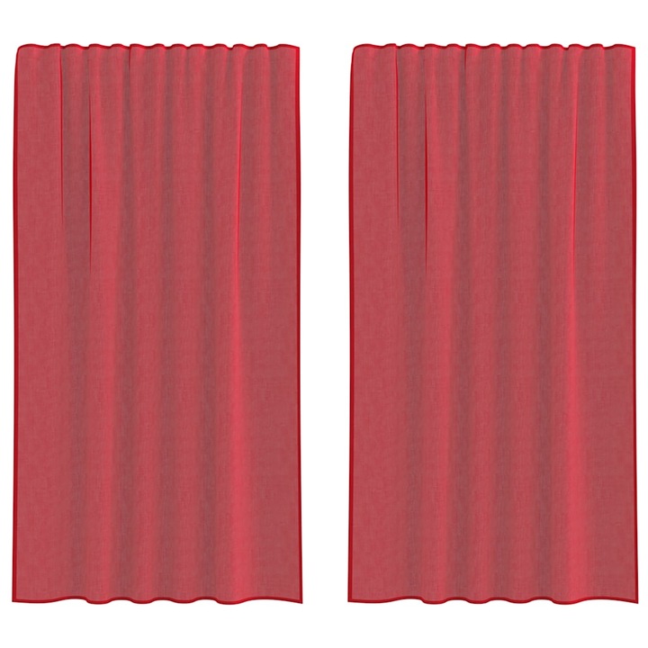 Perdele Voile cu buzunare pentru bare vidaXL, 2 buc, Rosu Vin 4102247