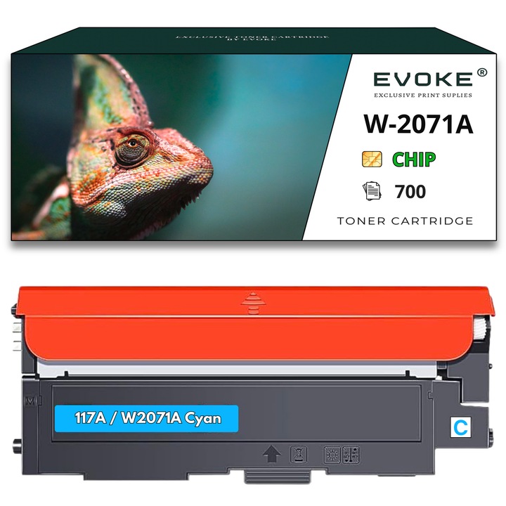 Toner cartus imprimanta pentru HP 117A cyan, 700 pagini, W2071A, compatibil cu 150a 150nw 178nw 178nwg 179fnw 179fng 179fwg
