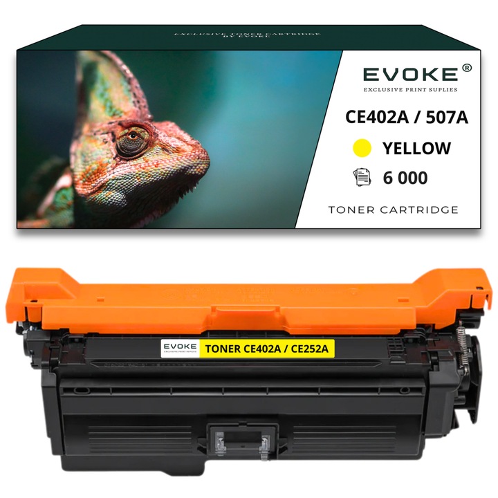 Тонер касета за принтер HP, CE252A / CE402A, Жълта, 6000 страници, съвместима с HP LASERJET COLOR M551 M570 M575