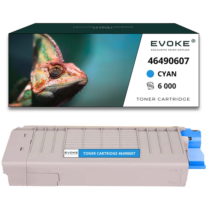 Тонер касета за принтер OKI C532 циан, 6000 страници, 46490607, съвместима с C532DN C542DN MC563DN MC573DN