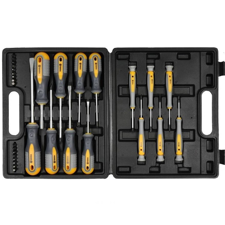 Set surubelnite si biti, 32 buc in cutie plastic