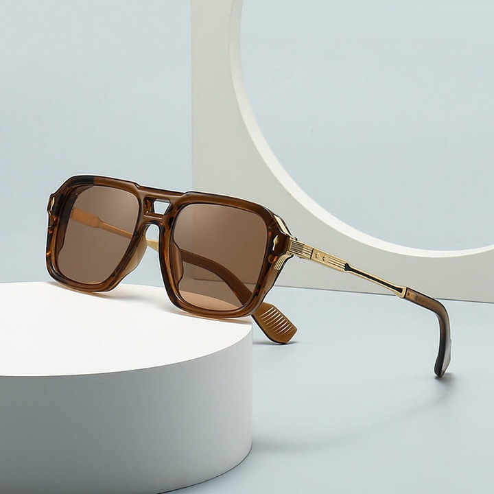 Ochelari de soare unisex Maxair pilot, filtru UV 400, culoare maro transparent