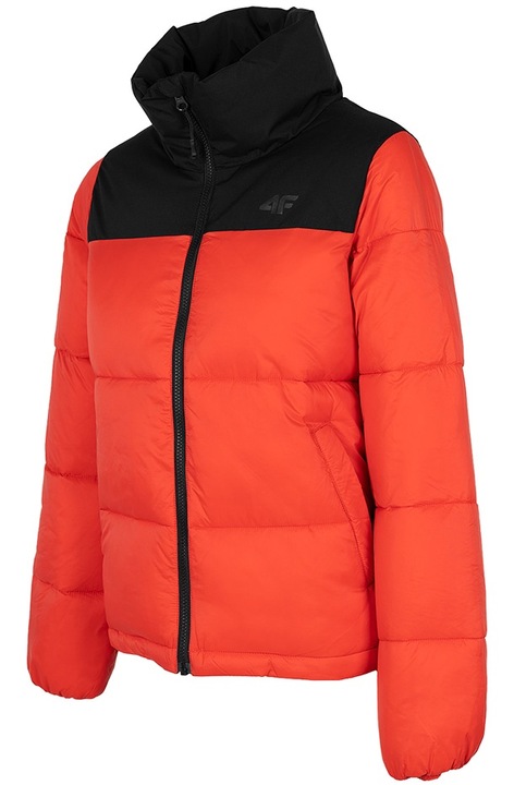 Дамско яке 4F ND05_K14144, пълнене със синтетичен пух, висока яка, полиестер, черно/червено