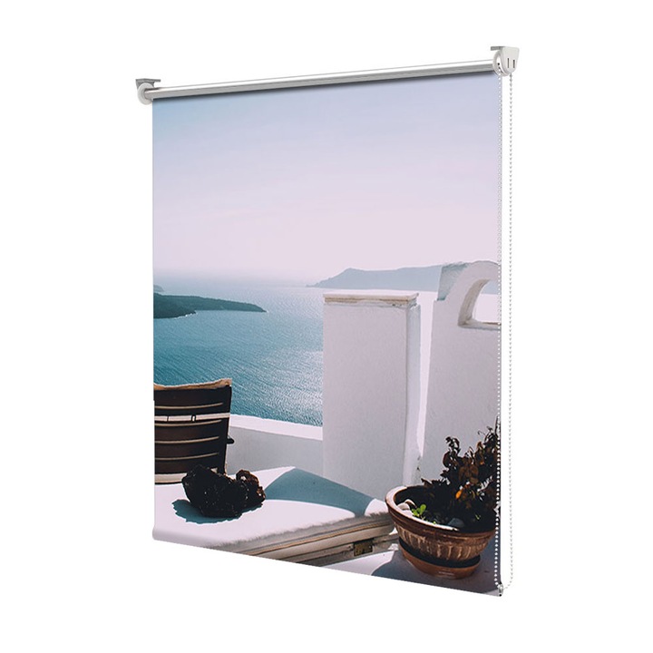 Rolete Art Shade Multicolore tip Jaluzele cu Rulou si sistem inclus Pe terasa casei de la malul lacului Decoratiuni, Latime 120 cm x Inaltime 250 cm