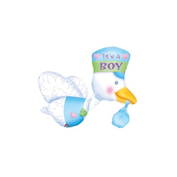 Balon folie figurina mare barza in zbor baietel botez, Anagram Balon folie figurina mare barza in zbor baietel botez, Anagram