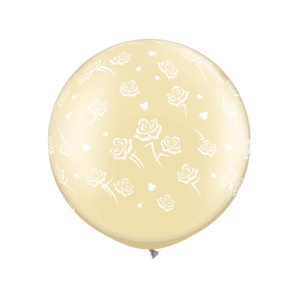 Baloane latex mare Jumbo transparente trandafiri nunta, Qualatex, 2 buc