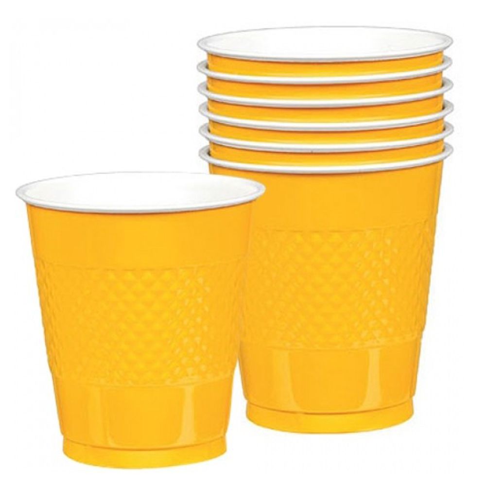 Pahare plastic galbene-yellow, Amscan, 10 buc