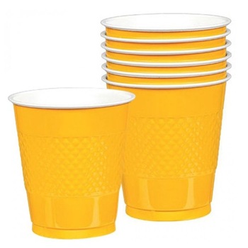 Pahare plastic galbene-yellow, Amscan, 10 buc Pahare plastic galbene-yellow, Amscan, 10 buc