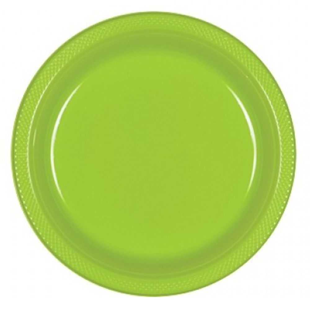 Farfurii plastic 22,8 cm verde-kiwi green, Amscan, 10 buc