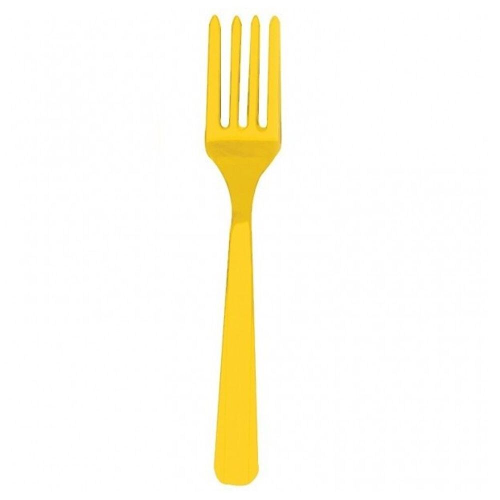 Furculite plastic galbene-yellow, Amscan, 10 buc