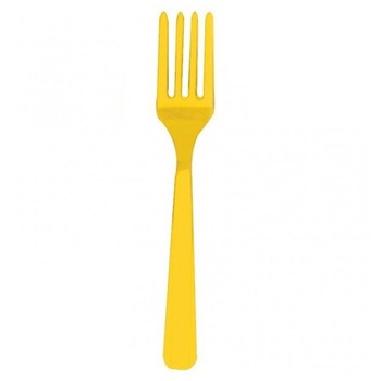 Furculite plastic galbene-yellow, Amscan, 10 buc Furculite plastic galbene-yellow, Amscan, 10 buc