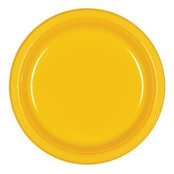 Farfurii plastic 23 cm galbene - yellow, Amscan, 10 buc Farfurii plastic 23 cm galbene - yellow, Amscan, 10 buc