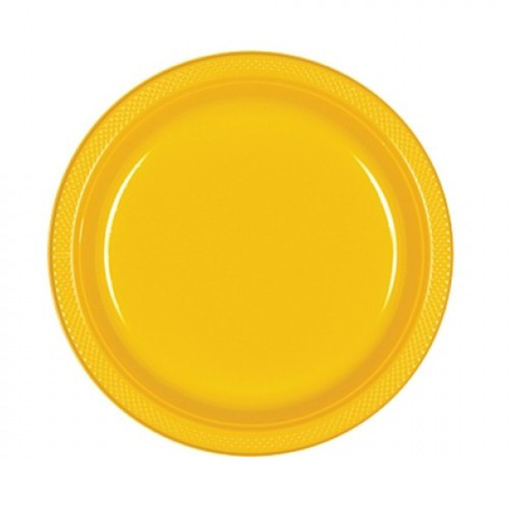 Farfurii plastic 18 cm galbene - yellow, Amscan, 10 buc